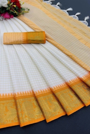 a-to-z-cart-cotton-silk-checks-saree-with-blouse-piece-orange-pack-of-1-orange