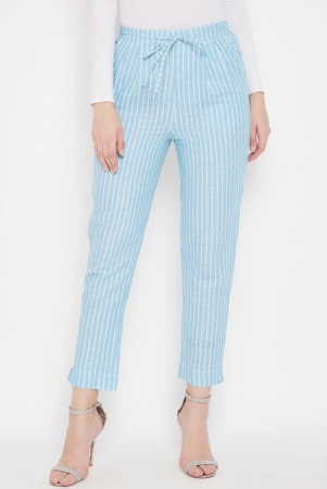 Women Blue Striped Smart Trousers