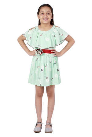 kids-cave-dress-for-girls-fit-and-flare-cut-out-frill-shoulder-round-neck-knee-length-red-waist-belt-with-flower-fabric-rayon-color-light-green-size-3-12-years-none