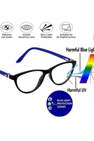 Hrinkar Cat-eyed Computer Glasses with Anti-Glare and Blue Ray Cut Lenses for Office, Gaming, Online Classes and Mobile/Computer Eye Protection Blue and Black Frame for Men & Women