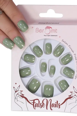 glossy-square-nails-nail-kit-included-olive-green