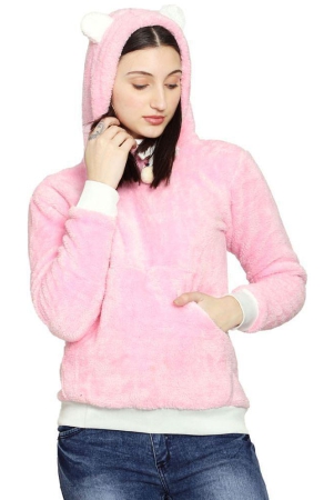 ppthefashionhub-faux-fur-womens-hooded-sweatshirt-pink-none