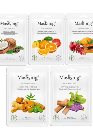 Masking Bamboo Coffee Orange Papaya Neem Saffron Face Sheet Mask 100 ml Pack of 5