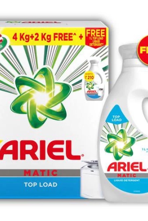 Ariel Matic Laundry Detergent Powder - Top Load, 6 Kg, Get 1 L Matic Liquid Free