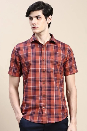 showoff-cotton-blend-regular-fit-checks-half-sleeves-mens-casual-shirt-rust-pack-of-1-none