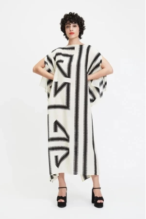 white-black-kaftan-dress