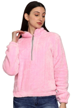 ppthefashionhub-faux-fur-womens-non-hooded-sweatshirt-pink-none