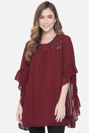 all-ways-you-private-limited-poly-crepe-fabric-western-wear-with-half-sleeves-round-neck-red-l