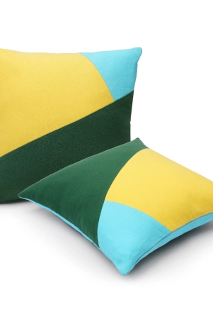 Multi Colour Geometric Cushion Cover | SET OF 2 Emerald Green