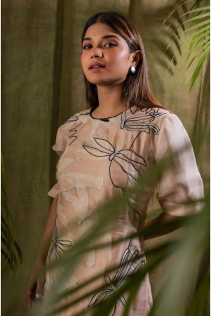 anushkas-indo-western-beige-printed-half-sleeve-cotton-dress