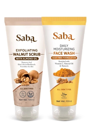 saba-exfoliating-walnut-scrub-saba-daily-moisturizing-face-wash-face-care-combo-all-skin-types-100-ml-each-pack-of-2