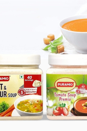 Puramio Soup Premix Combo - Tomato and Hot & Sour, 400 gm Each - Pack of 2