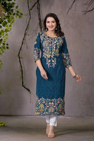 juniper-rayon-embroidered-straight-womens-kurti-navy-blue-pack-of-1-none