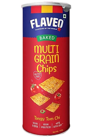 Flaveo Multi Grain Tangy Tom Chips, 150 Gm