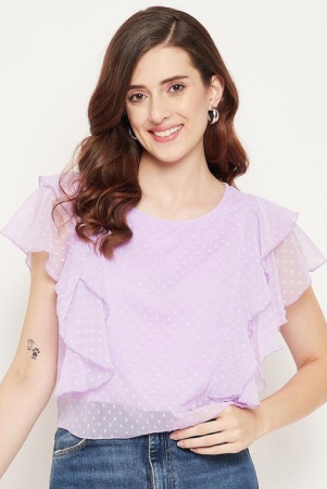 Women Lavender Ruffles Georgette Crop Top