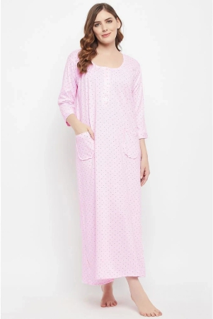 clovia-pink-cotton-womens-nightwear-nighty-night-gowns-pack-of-1-none