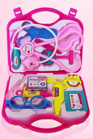 fratelli-pretend-play-doctor-with-foldable-suitcase-compact-medical-accessories-pretend-play-game-toy-kit-for-3-year-kids-boys-and-girls-suitcase-doctor-set-pink-economy-pink