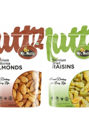 mrnuttz-premium-california-almond-500g-raisin-kishmish-500g-dry-fruits-combo-pack