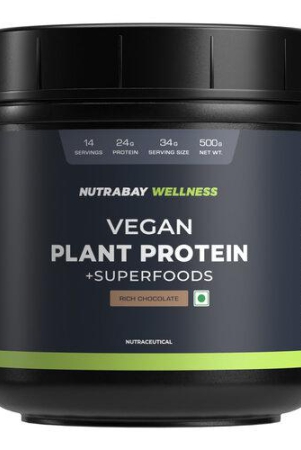 nutrabay-wellness-vegan-plant-protein-powder-superfoods-500g-rich-chocolate-complete-amino-acid-pea-brown-rice-24g-protein-easy-to-digest-sugarfree-supplement-for-men-women