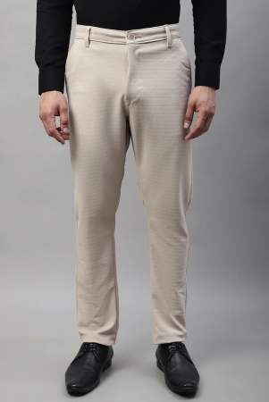 Indian Needle Mens Cream Tapered Fit Formal Trousers-34 / Cream