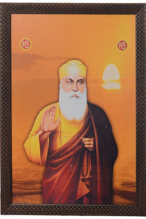 ecraftindia-orange-yellow-gurunanak-satin-framed-uv-art-print-painting