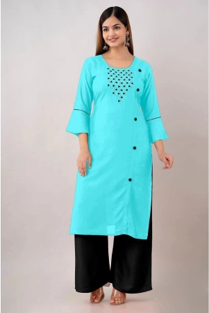 kapadia-light-blue-rayon-womens-straight-kurti-pack-of-1-none