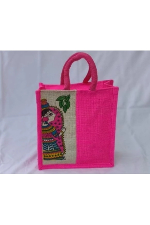 sonchiraiya-printed-pink-colour-jute-bag