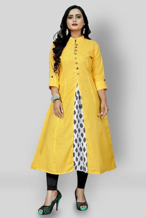 rangrasiya-yellow-cotton-blend-womens-front-slit-kurti-pack-of-1-xxl