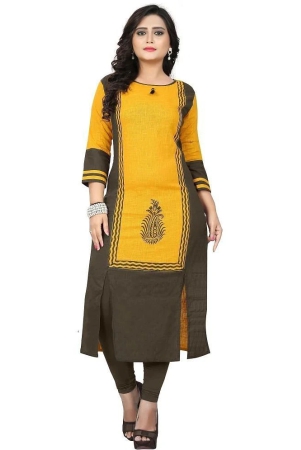 vbuyz-yellow-cotton-womens-front-slit-kurti-pack-of-1-none