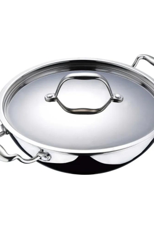 bergner-argent-tri-ply-kadhai-with-lid-gas-induction-compatible-silver-58-litre