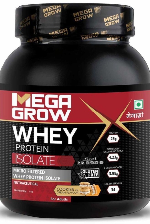 MEGAGROW Whey Protein Isolate - Cookies & Cream Flavor- 1 kg