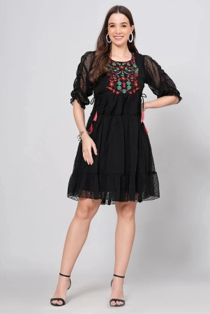 highlight-fashion-export-crepe-embroidered-knee-length-womens-fit-flare-dress-black-pack-of-1-none