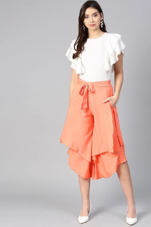 women-off-white-peach-coloured-ruffled-top-with-layered-trousers