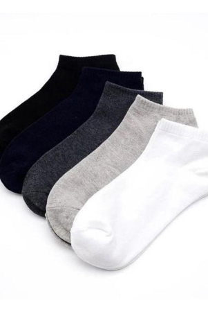 Broen - Cotton Mens Solid Multicolor Ankle Length Socks ( Pack of 5 ) - Multicolor