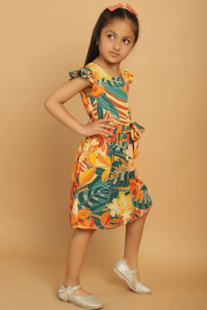 mini-ming-girls-floral-print-cold-shoulder-fit-flare-dress