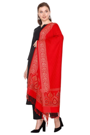 KTI Acrylic/Viscose Stoles for women with a Wool Blend for Winter, measuring 28 x 80 inches Art No 2914 RED. Made In India.