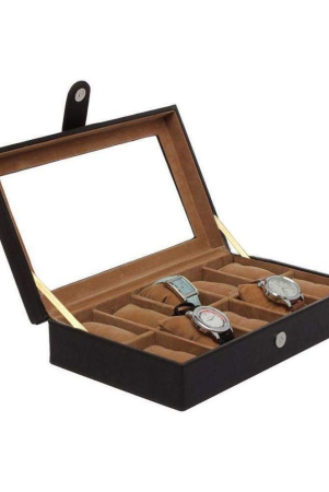 leather-world-10-compartments-black-pu-leather-designer-watch-box-case-with-clasp-closure