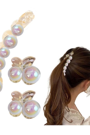 lykaa-pearl-korean-banana-hair-clip-with-two-pearl-clutchers-ponytail-holder-fancy-clips-3-pcs-white