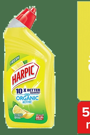 Harpic Organic Active Disinfectant Toilet Cleaner Liquid, Citrus, 500 Ml