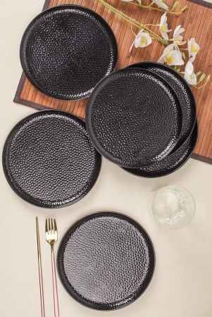 round-quarter-plates-half-plates-dinner-set-hammered-melamine-black-pack-of-6