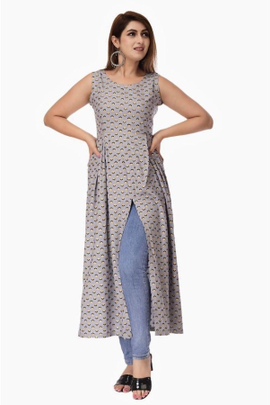 maquien-grey-rayon-front-slit-kurti-m