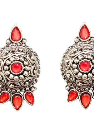 oxidized-german-silver-antique-look-afghani-chandbali-earrings-with-red-stones