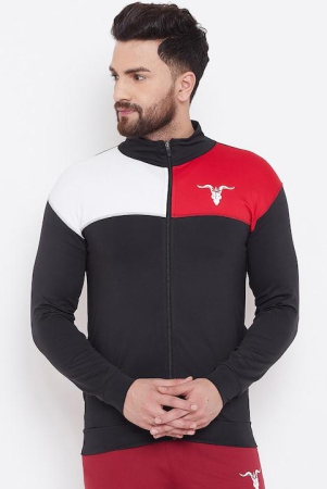 Men Black Red Colourblocked Training or Gym Sporty Jacket