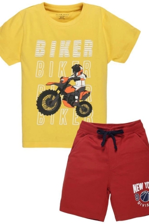 plum-tree-100-cotton-yellow-boys-t-shirt-shorts-pack-of-2-none