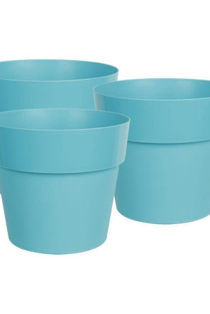 hometales-green-color-plastic-pots-planters-for-gardening-indoor-outdoor-pack-of-3-18cm-length-sky-blue