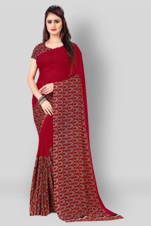 Anand Sarees - Red Georgette Saree With Blouse Piece (Pack of 1)