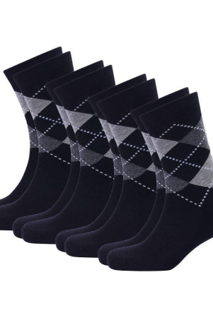 WILDSTUFF - Cotton Mens Self Design Black Mid Length Socks ( Pack of 4 ) - Black