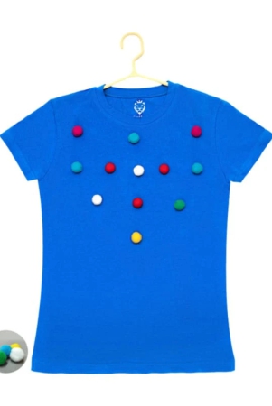 girls-casual-short-sleeve-pom-pom-balls-cotton-t-shirt-royal-blue-pid49323