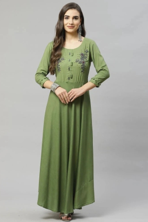 jc4u-rayon-green-a-line-dress-single-m