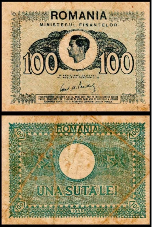 romania-100-lei-used-damaged-banknote